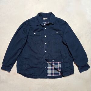 Duluth Trading Co Shacket Mens XL Flannel Lined Canvas Jacket Snap Workwear